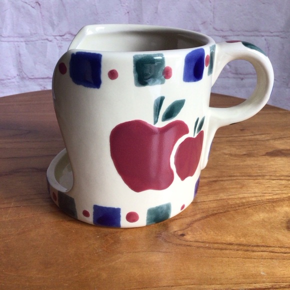 Vintage Apple Accent Ceramic Taper Candle Holder with Handle - Picture 1 of 7